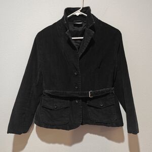 Steve & Barry's Coudury Jacket Large Black Belted Vintage Y2K Corp Goth